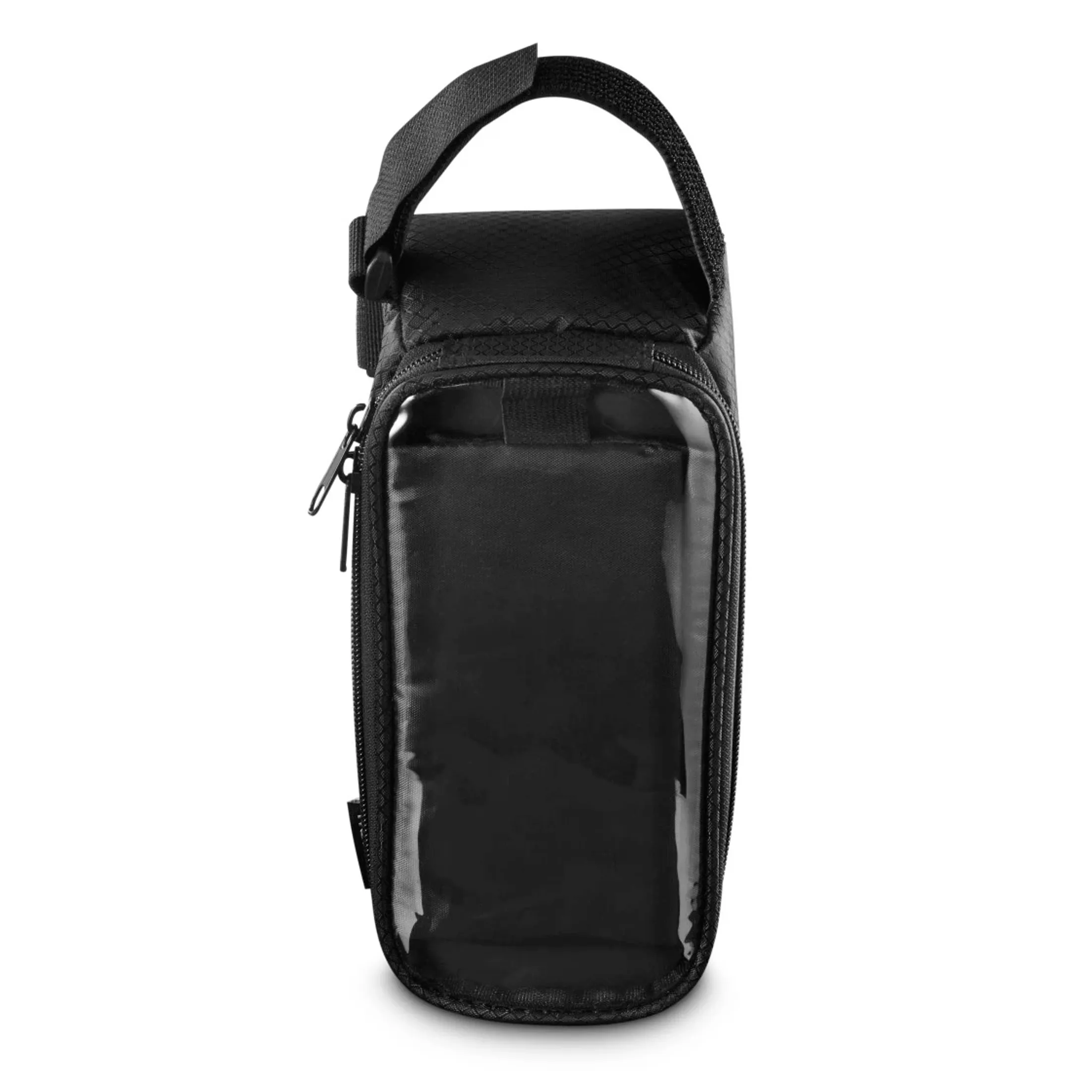 Sacoche de vélo avec poche transparente pour téléphone portable, à fixer sur le tube supérieur - Noir