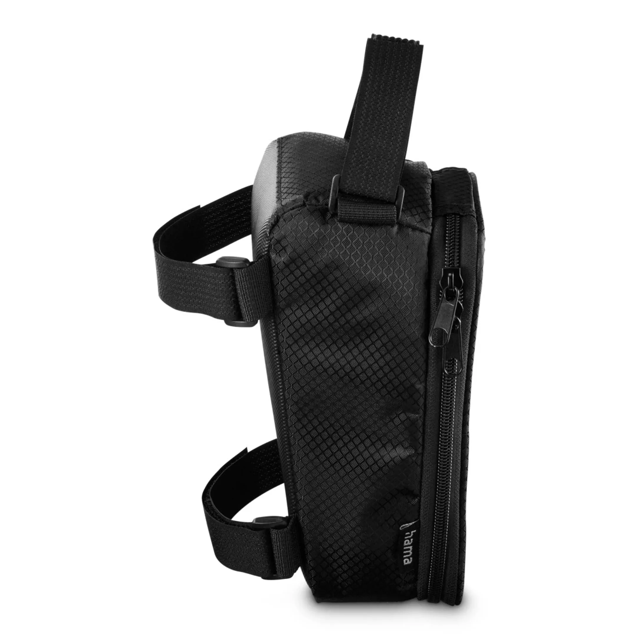 Sacoche de vélo avec poche transparente pour téléphone portable, à fixer sur le tube supérieur - Noir
