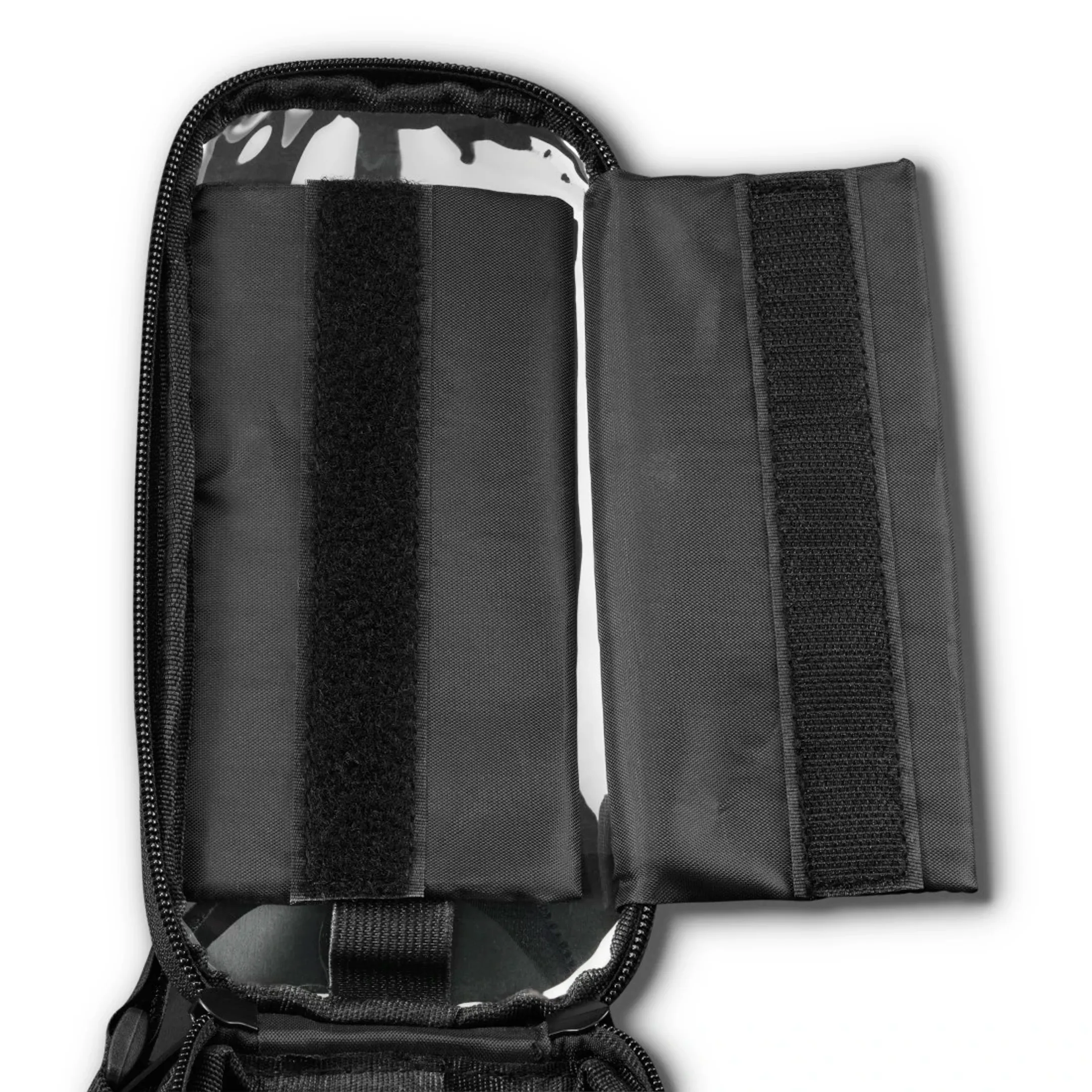 Sacoche de vélo avec poche transparente pour téléphone portable, à fixer sur le tube supérieur - Noir