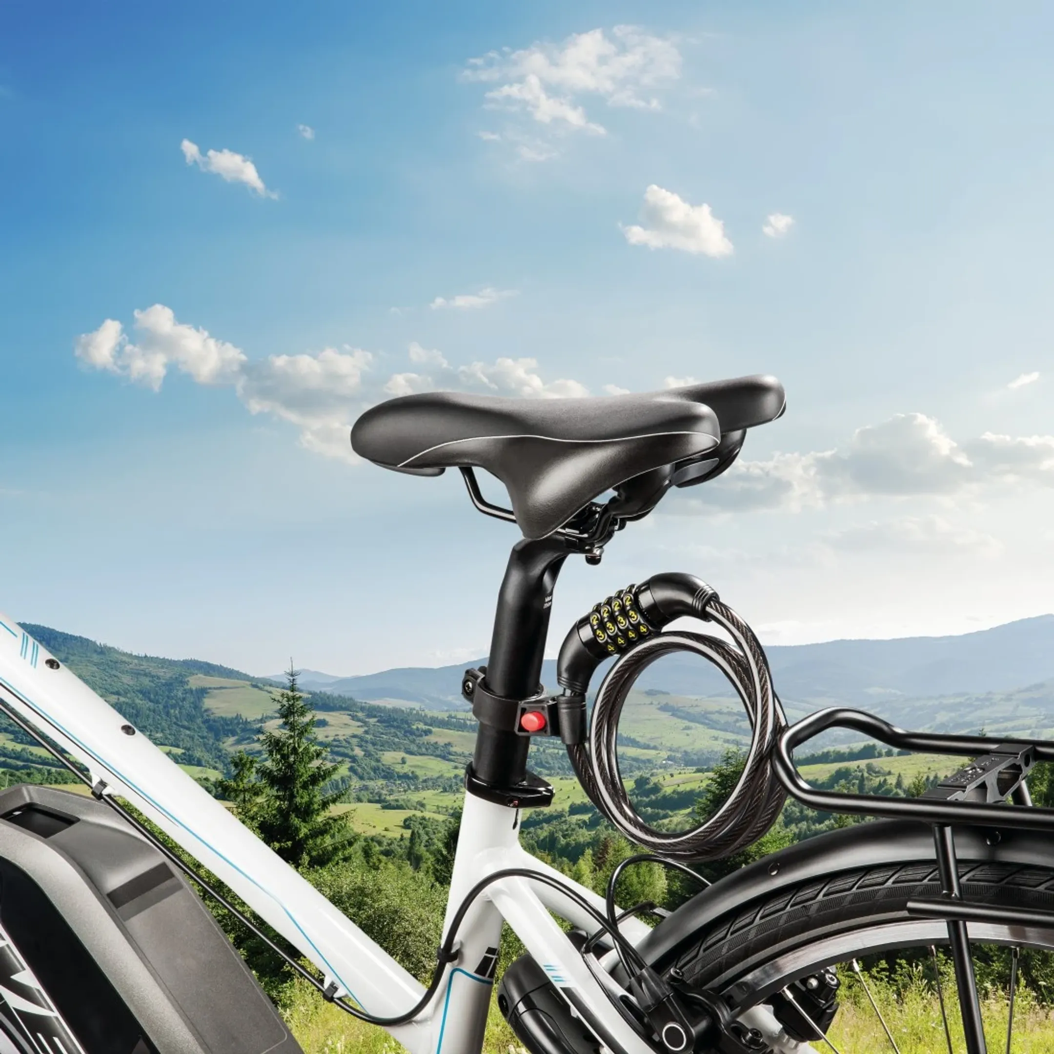 Antivol à combinaison en spirale pour vélo, 120 cm - Noir