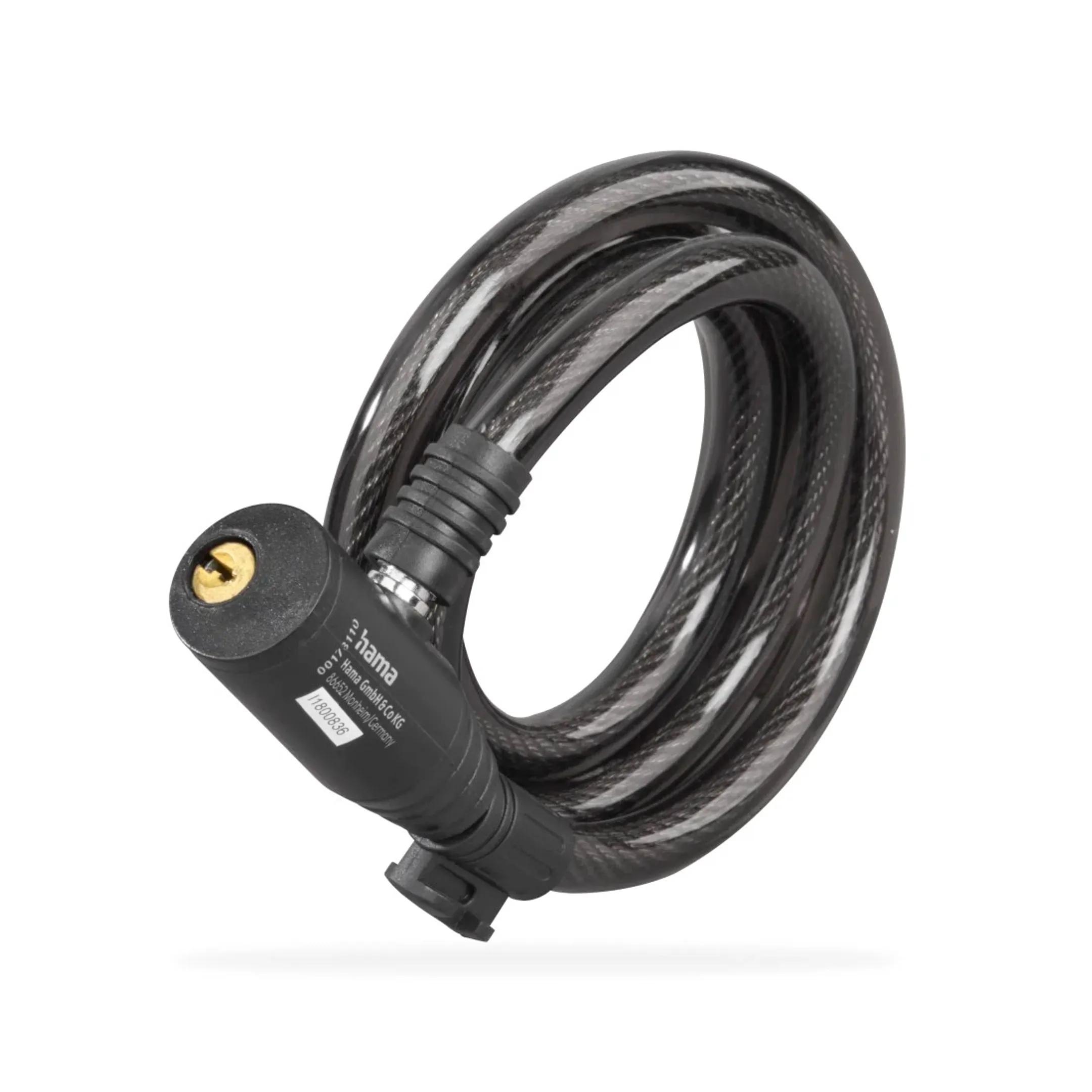 Câble antivol spiralé pour vélo, 120 cm - Noir