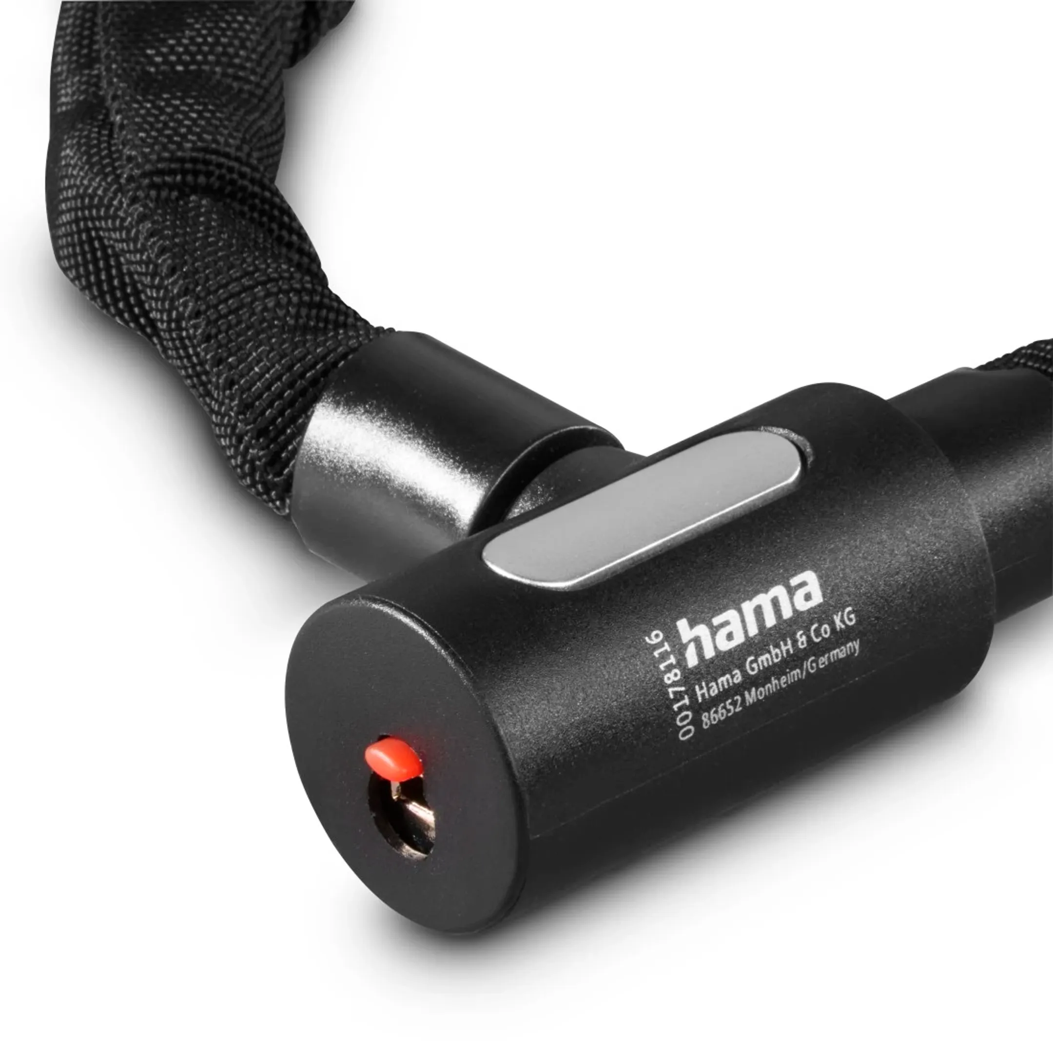 Chaîne antivol pour vélo avec clé lumineuse, 120 cm  - Noir