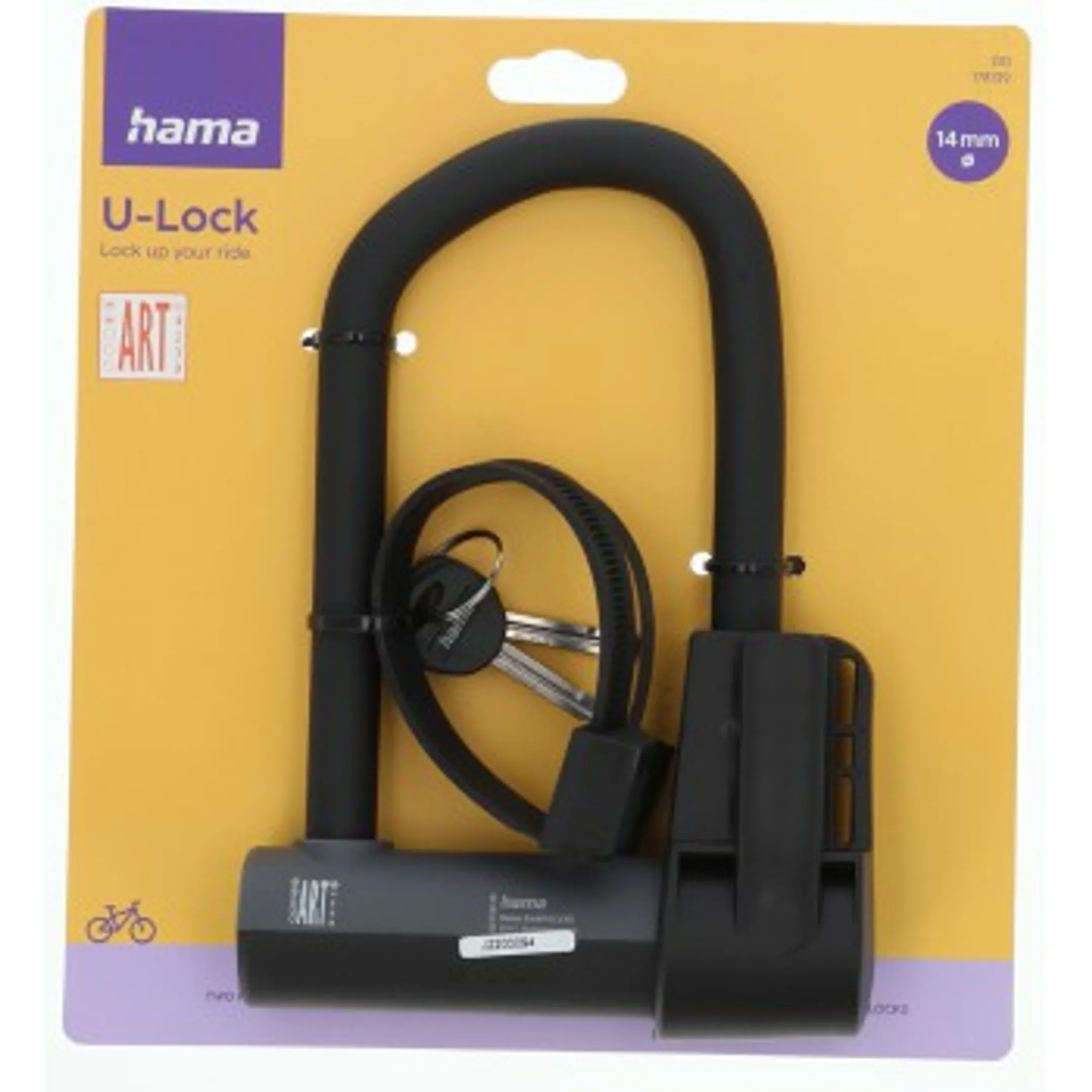 Antivol à arceau pour vélo, avec clé et supports, ART 2, acier - Noir
