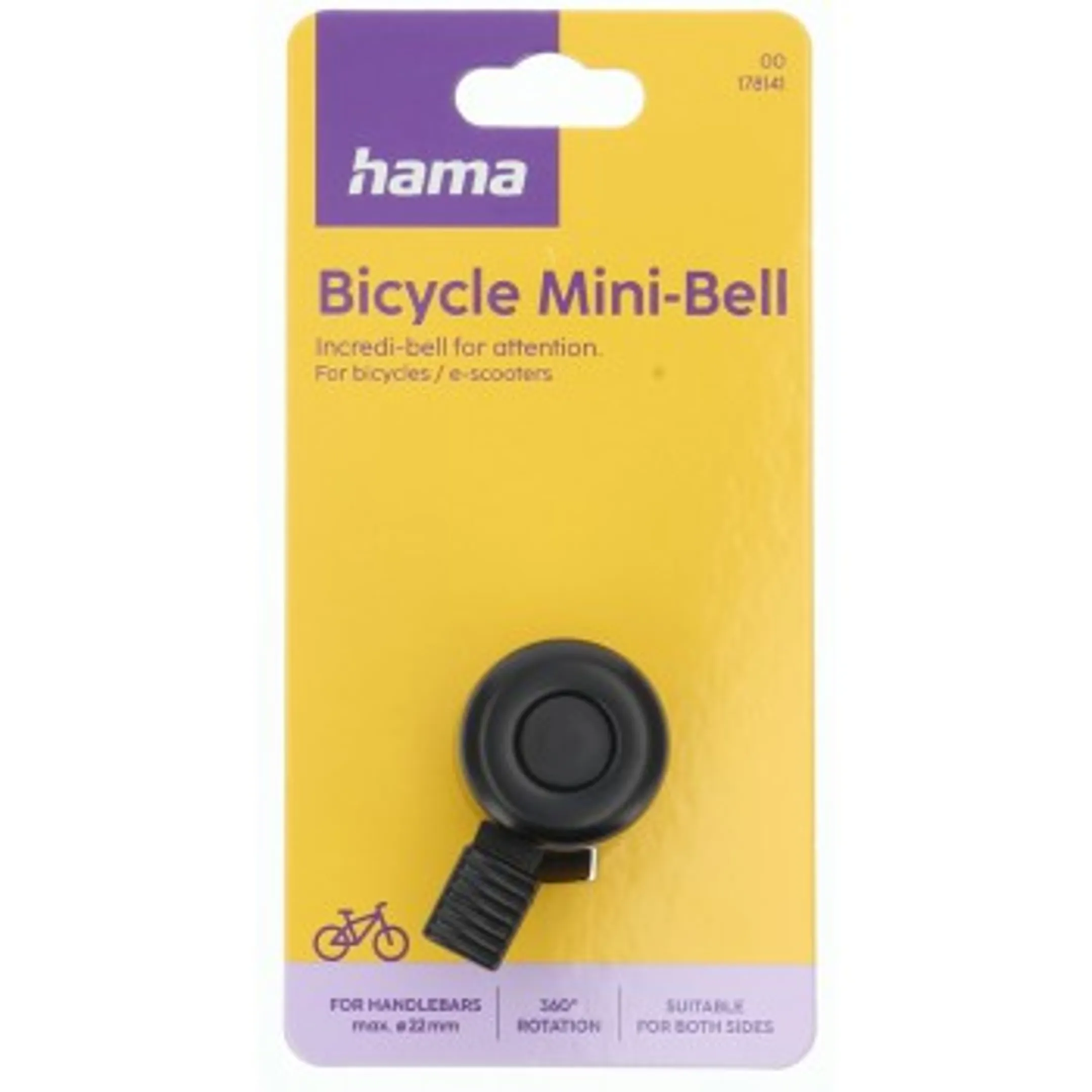 Sonnette de vélo, petite - ⌀ 3,5 cm - Noir