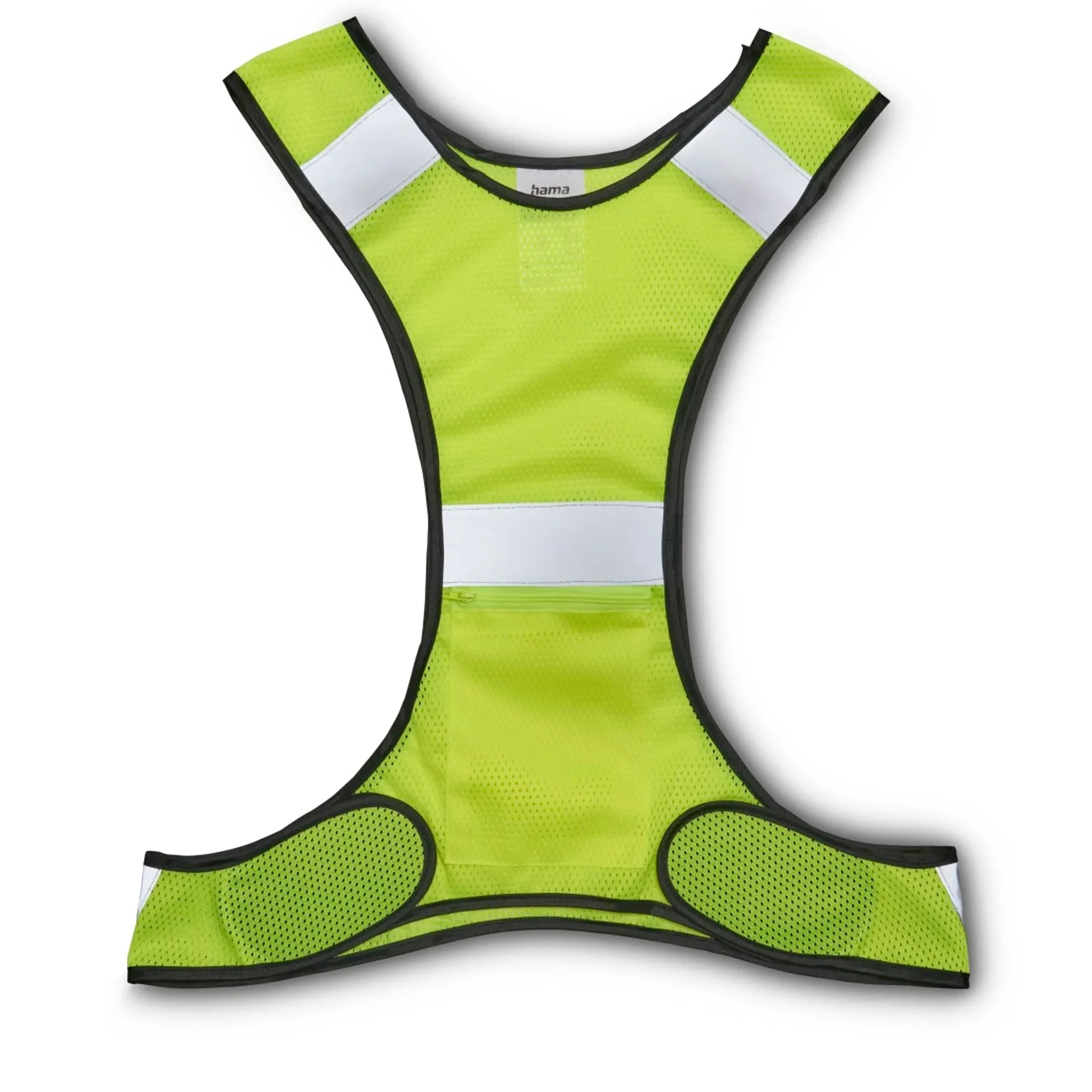 Gilet de course à pied réfléchissant avec poche, réglable, jaune fluo