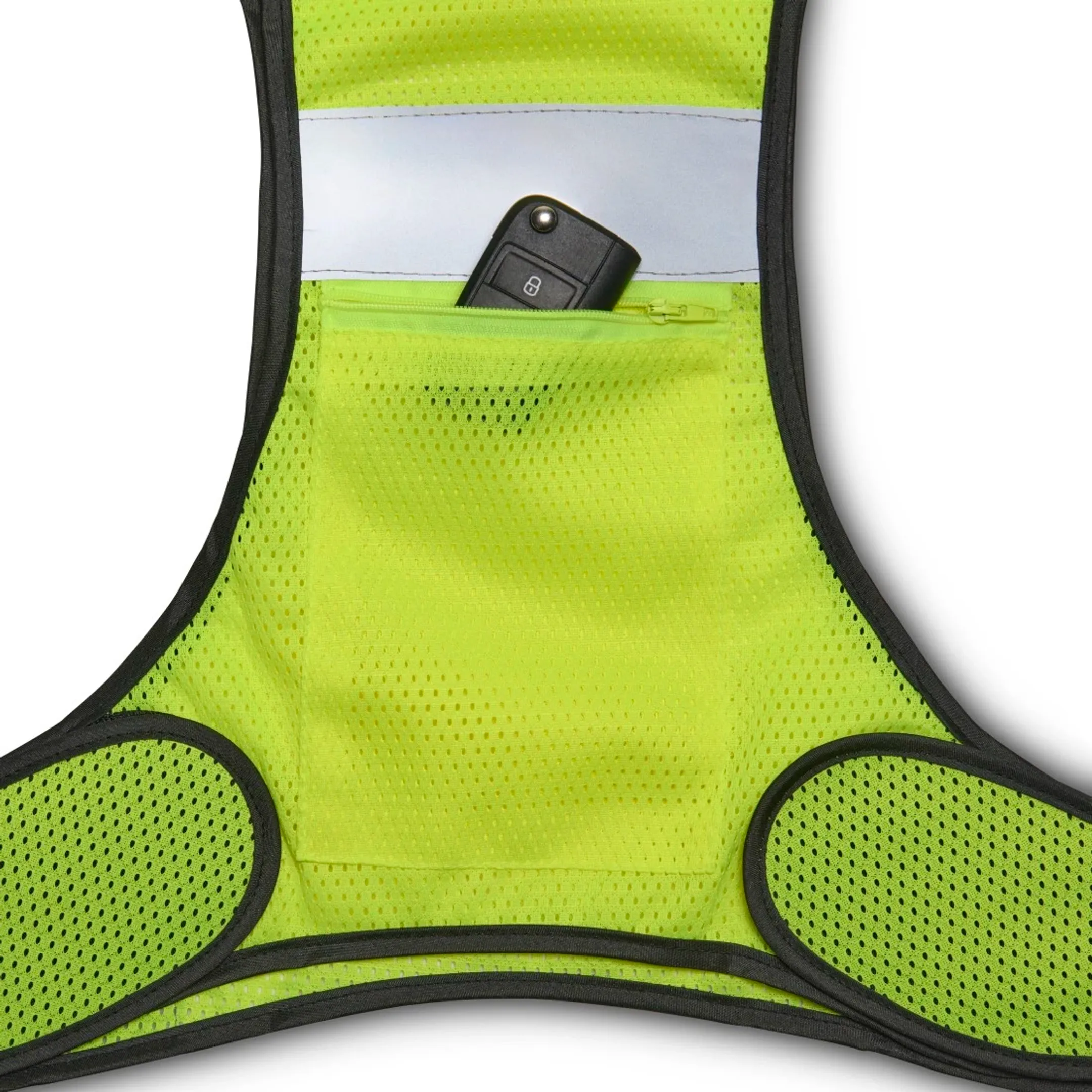 Gilet de course à pied réfléchissant avec poche, réglable, jaune fluo