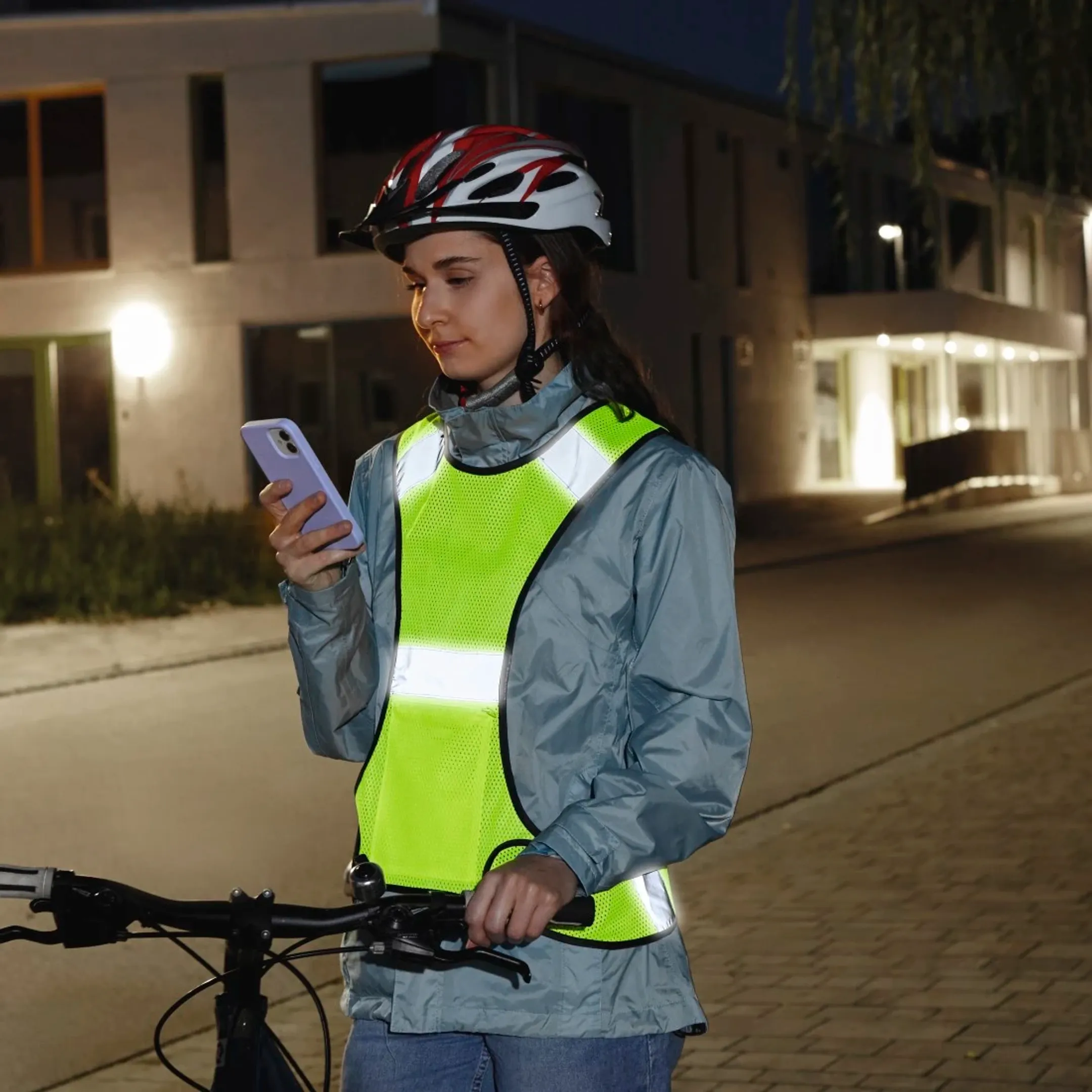 Gilet de course à pied réfléchissant avec poche, réglable, jaune fluo