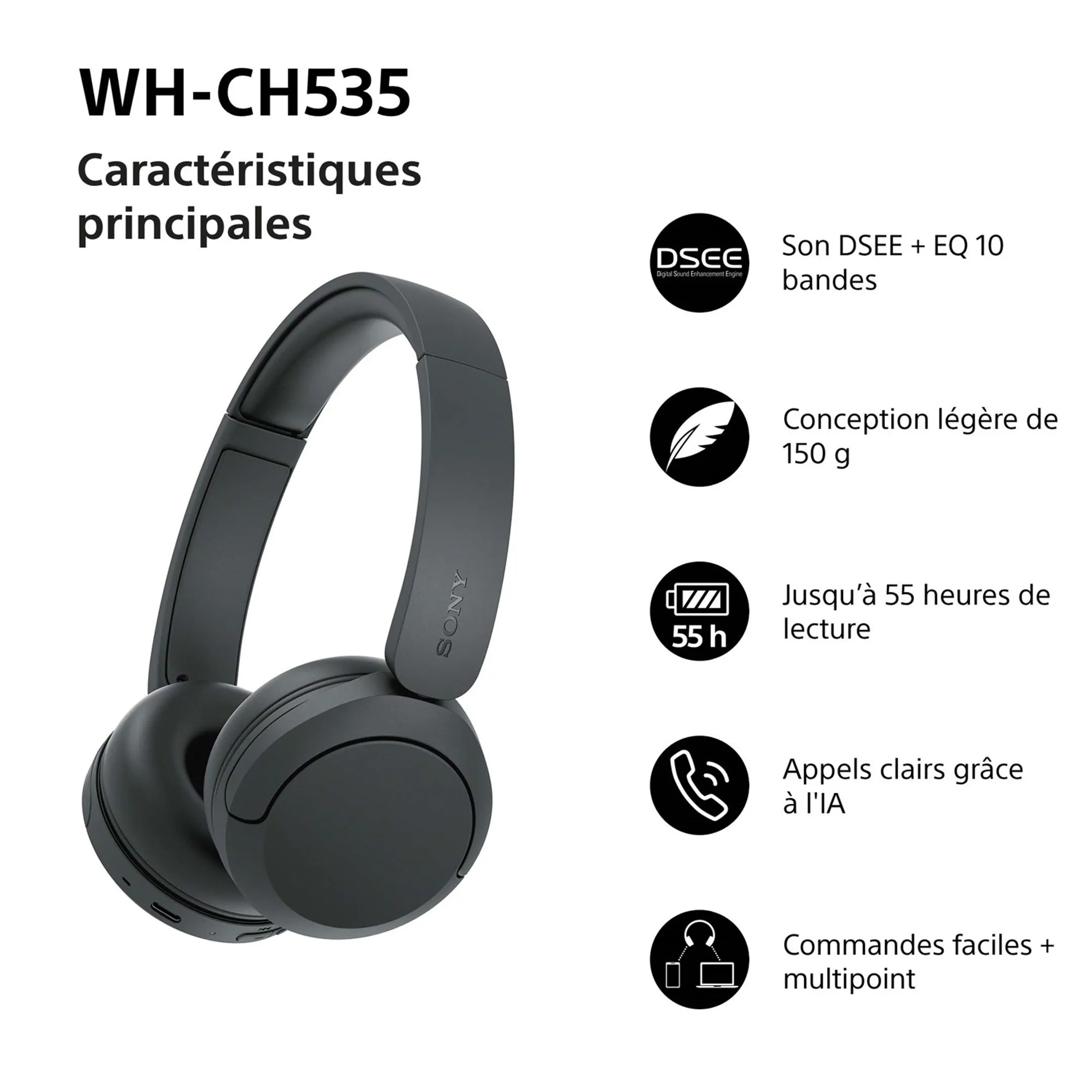 Casque WH-CH535 - Noir