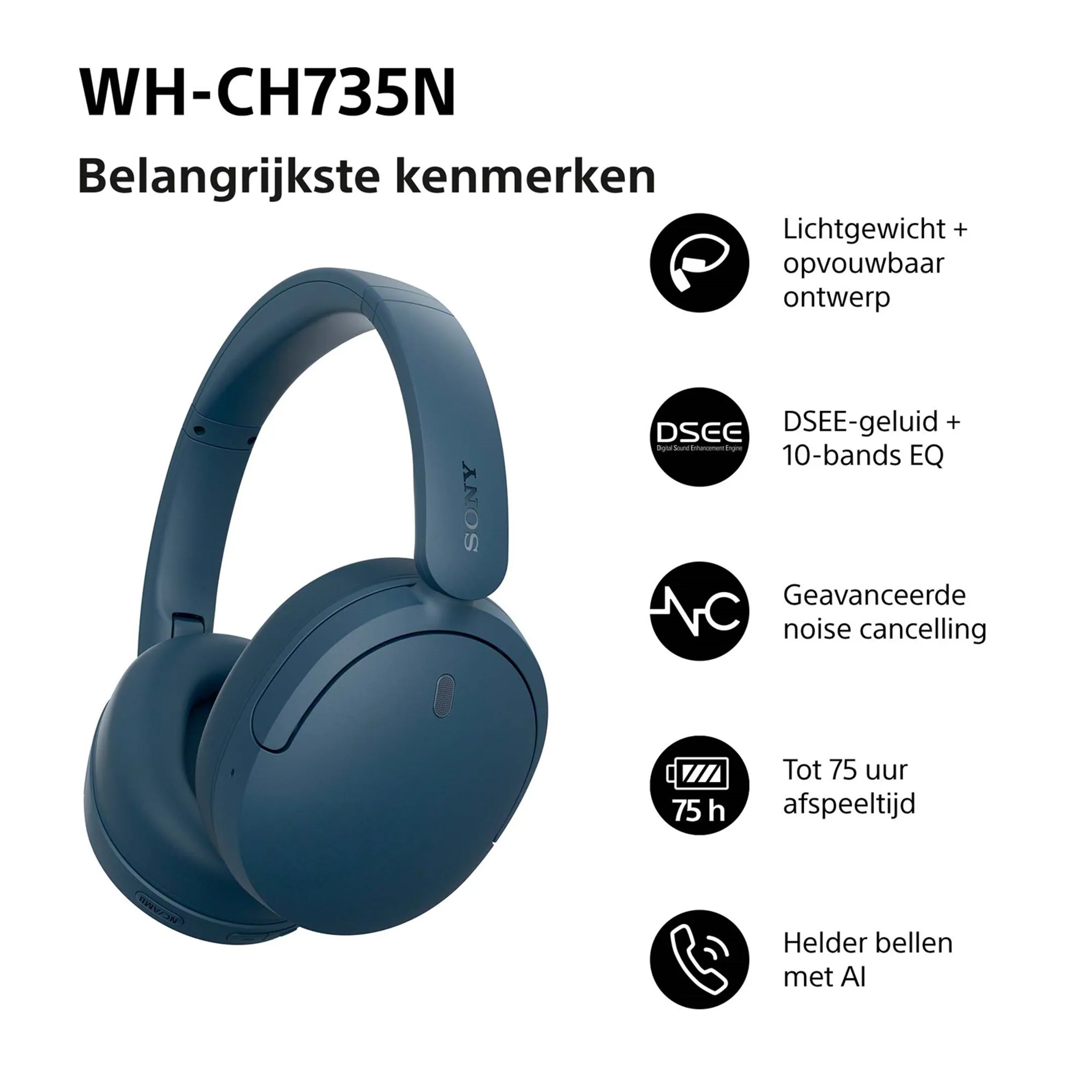 Koptelefoon WH-CH735N - Blauw
