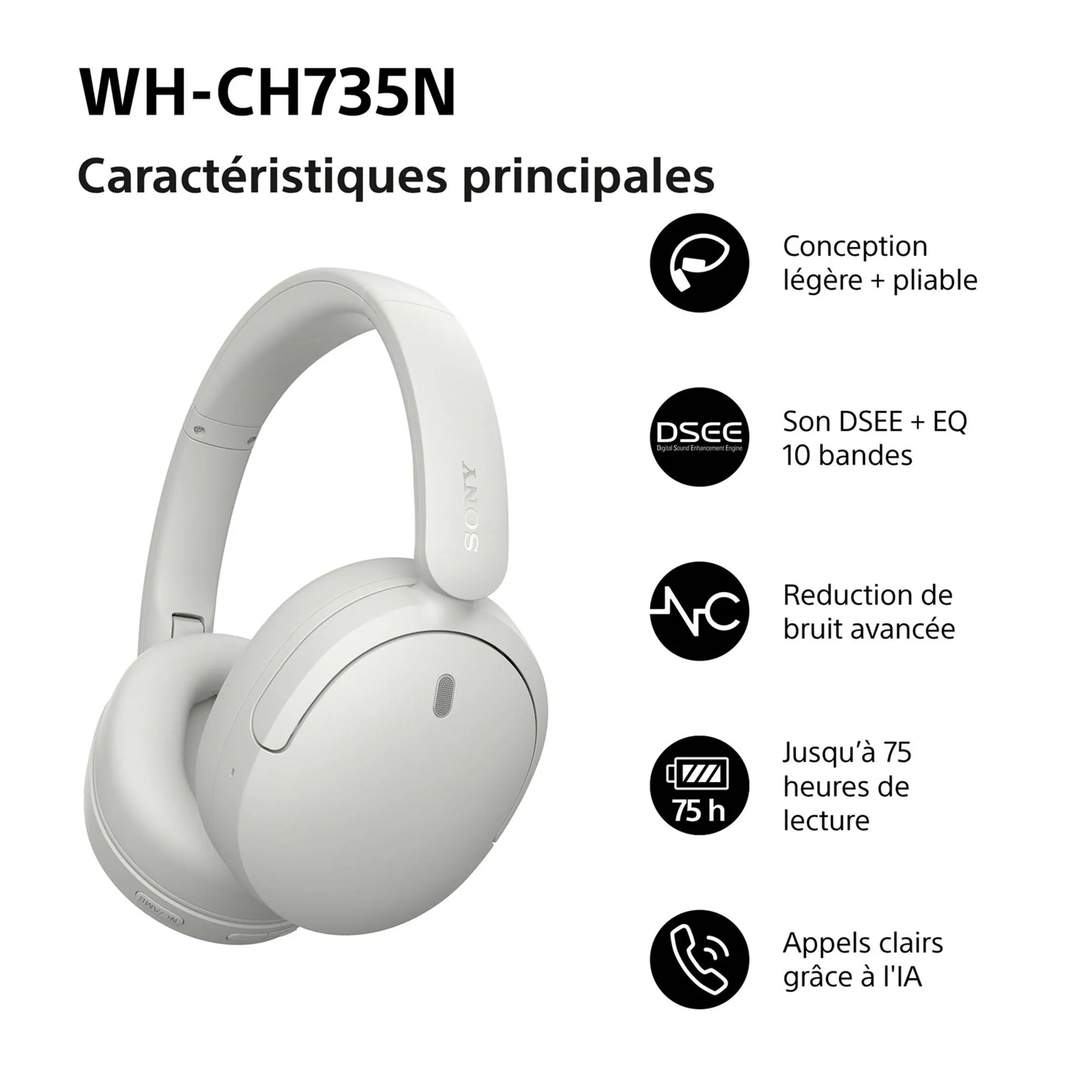 Casque WH-CH735N - Blanc