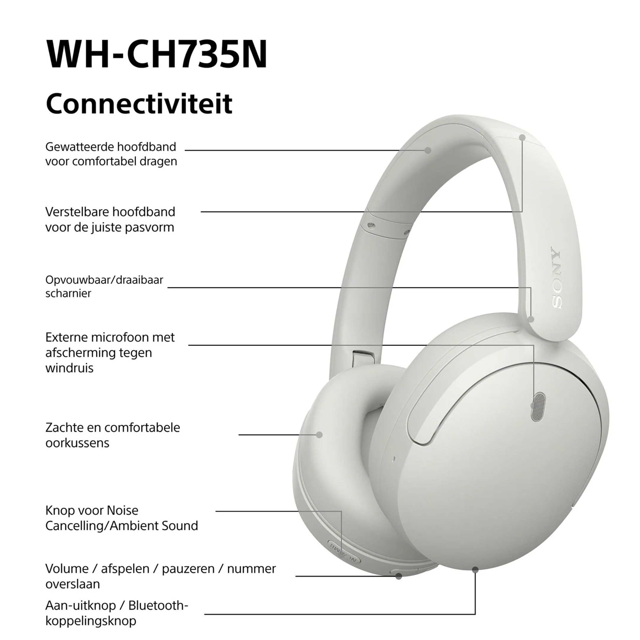 Koptelefoon WH-CH735N - Wit 