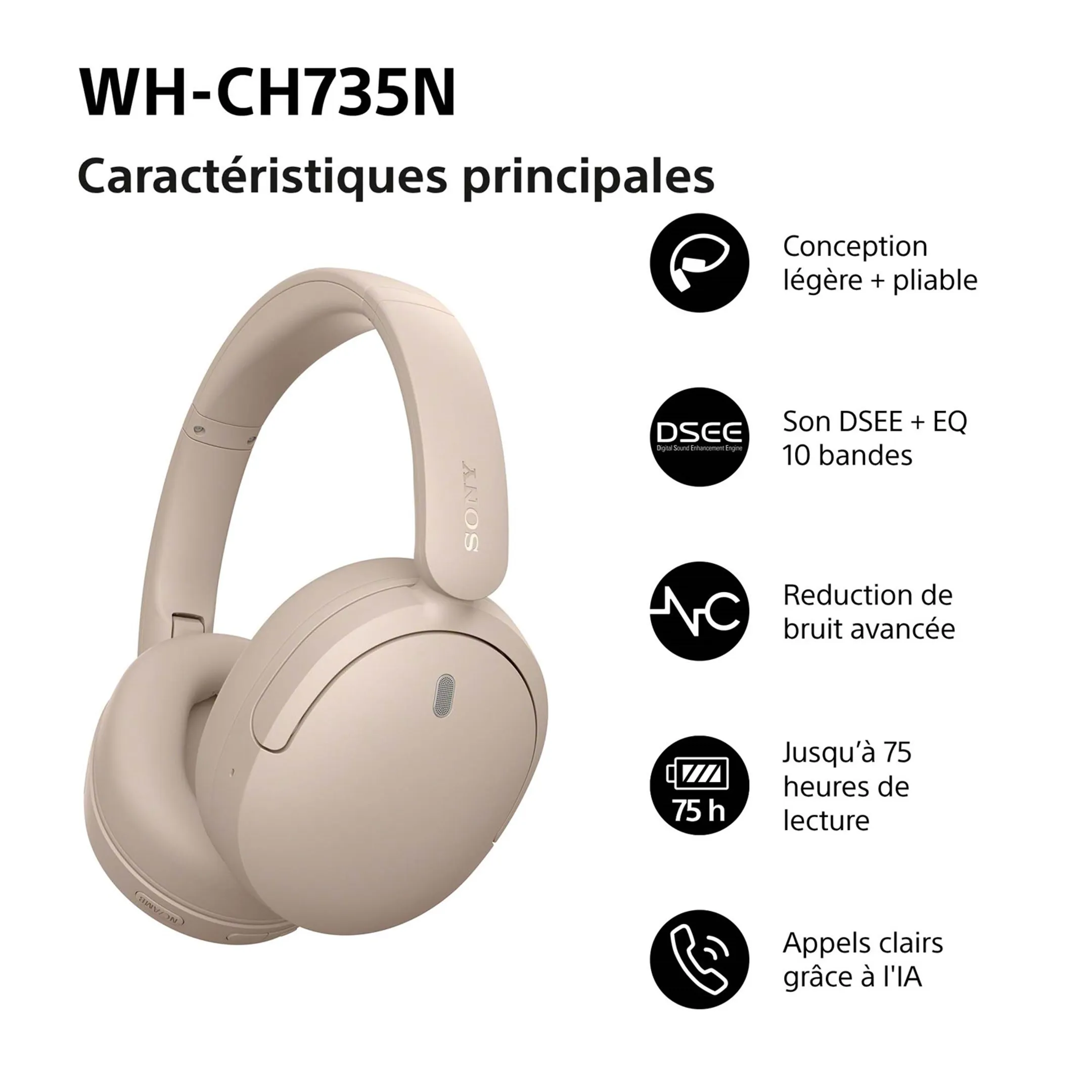 Casque WH-CH735N - Beige