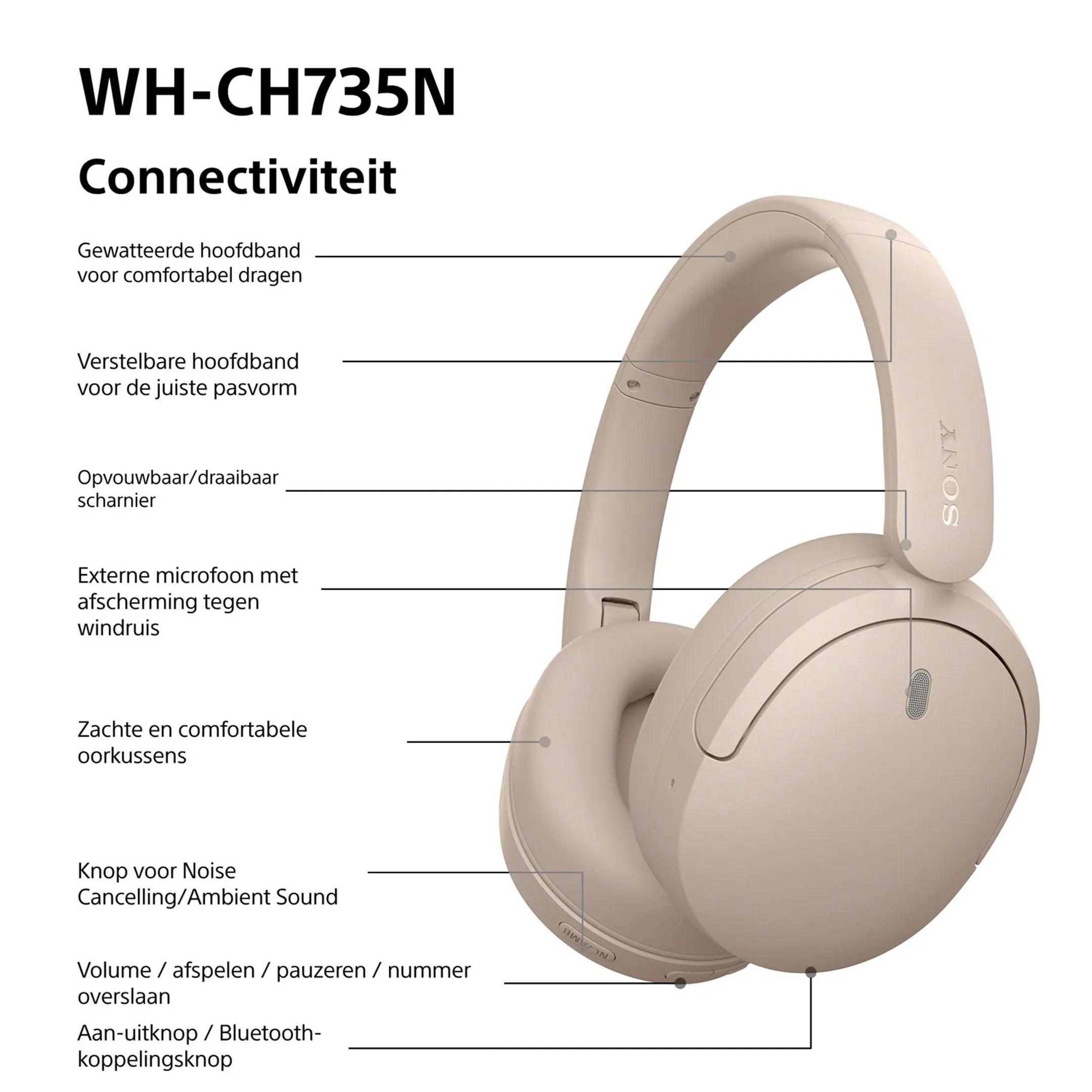 Koptelefoon WH-CH735N - Beige