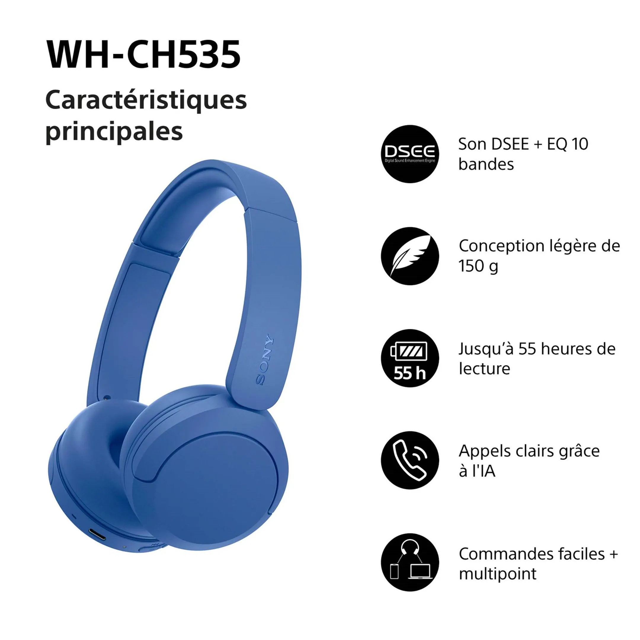 Casque WH-CH535 - Cobalt