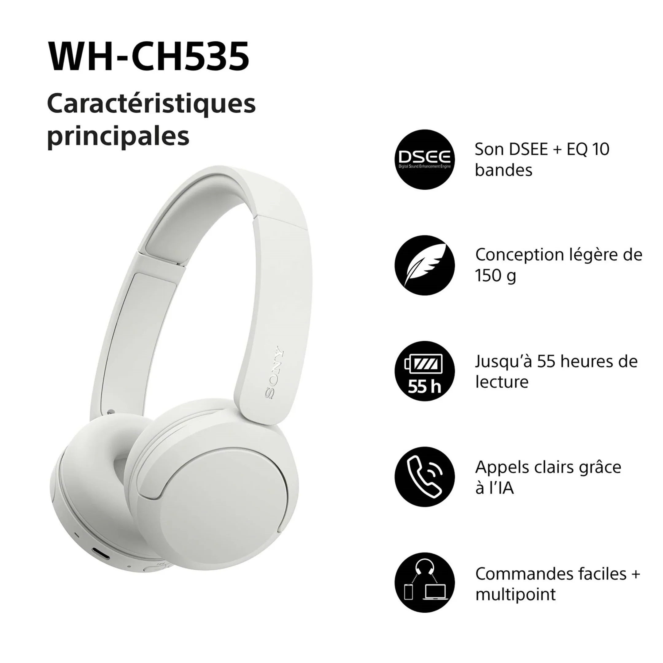 Casque WH-CH535 - Blanc
