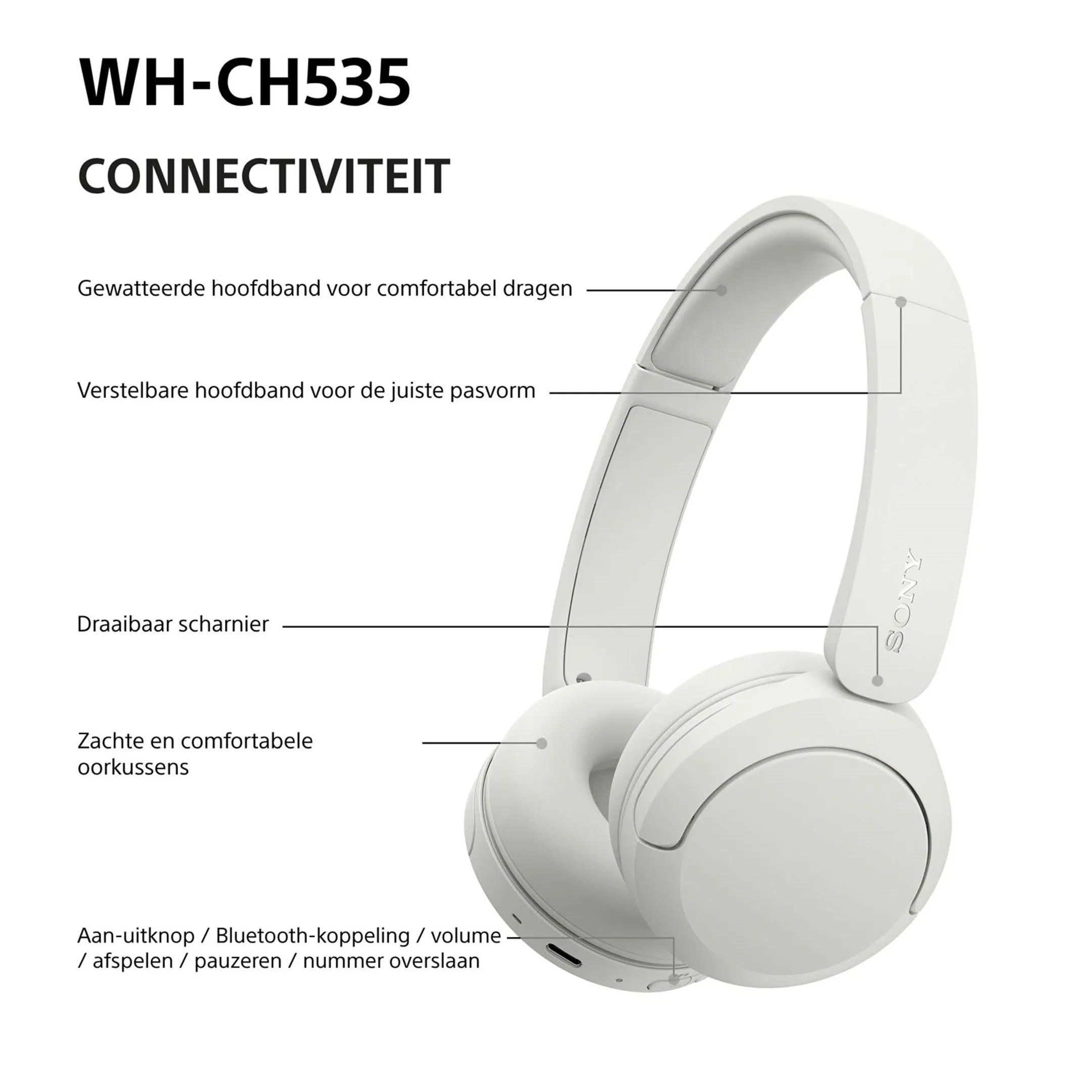 Koptelefoon WH-CH535 - Wit