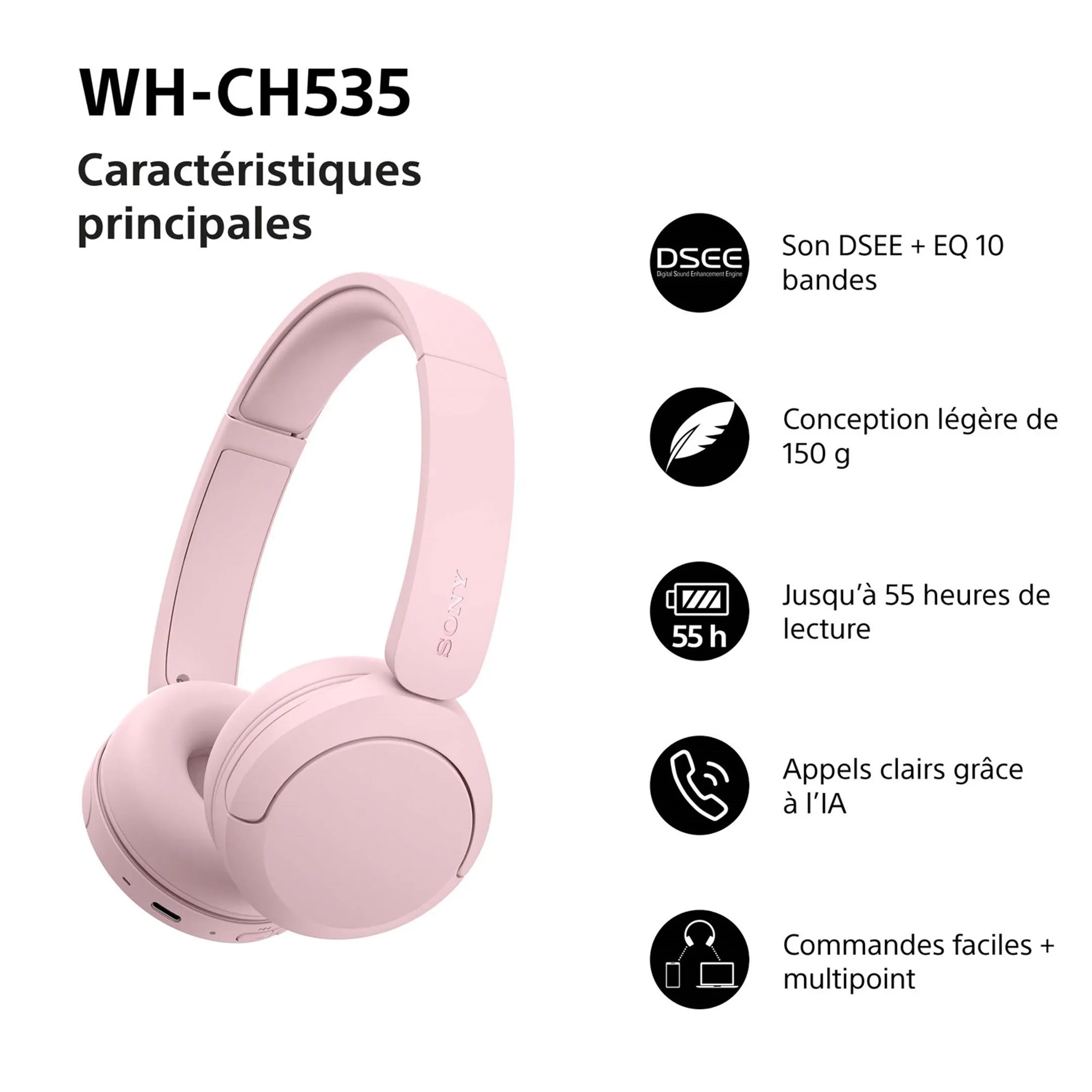 Casque WH-CH535 - Rose 