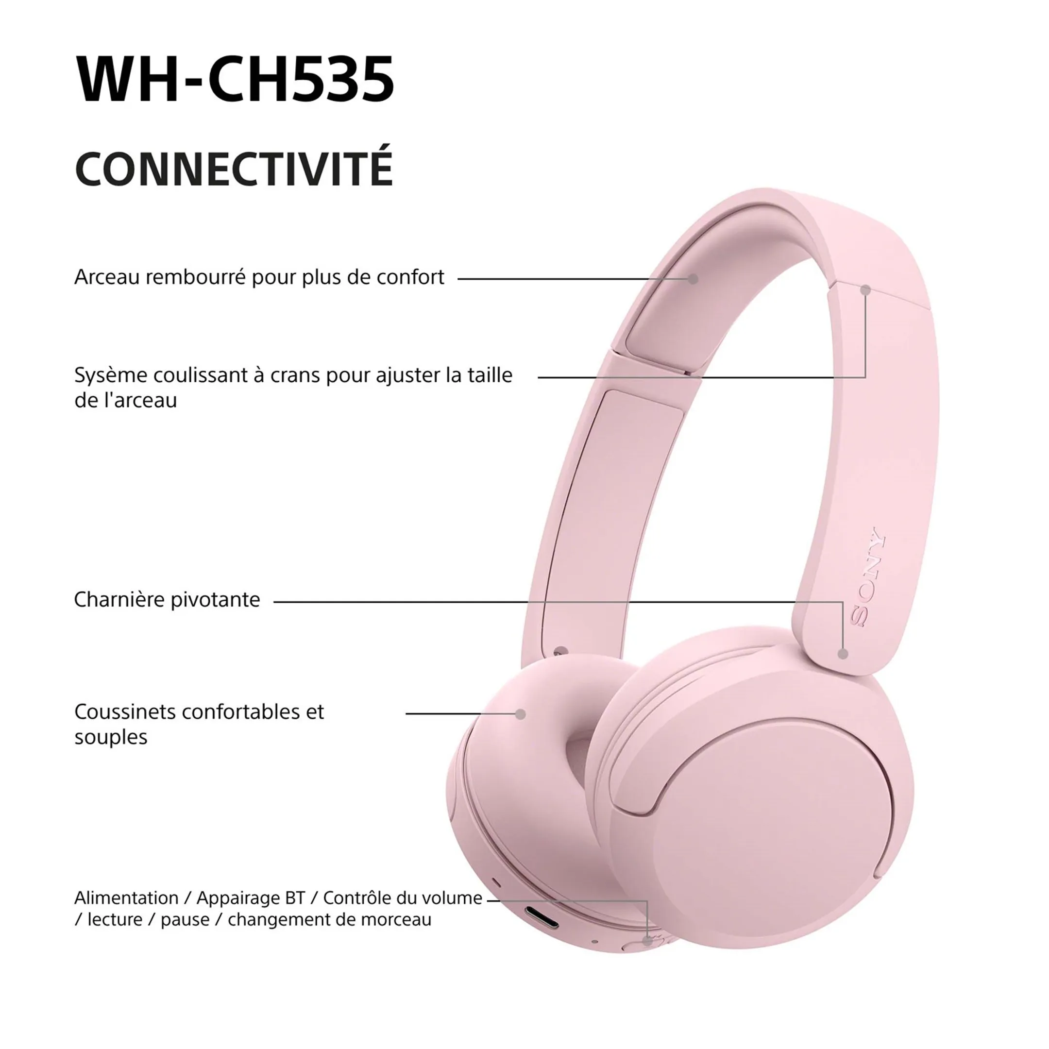 Casque WH-CH535 - Rose 