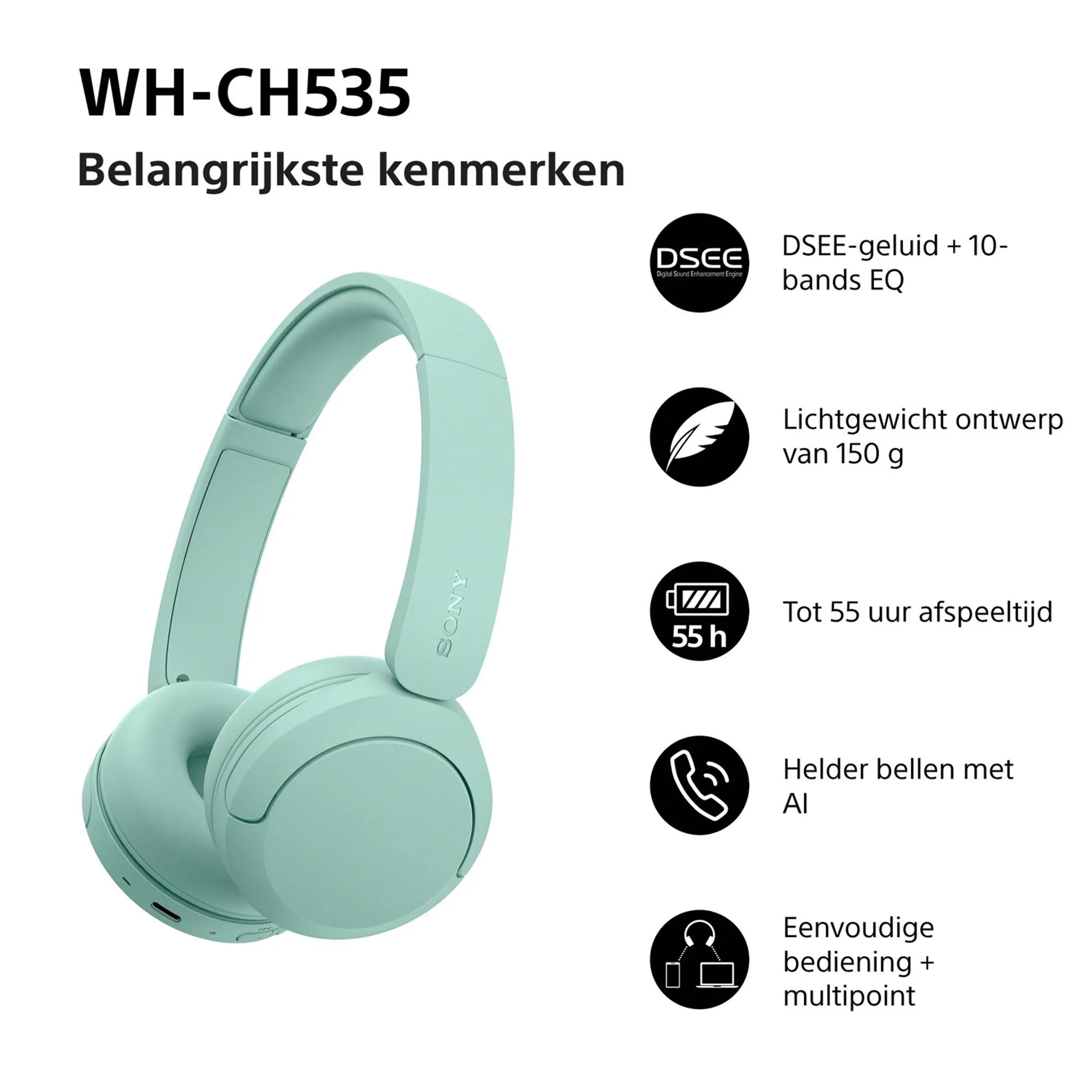 Koptelefoon WH-CH535 - Munt