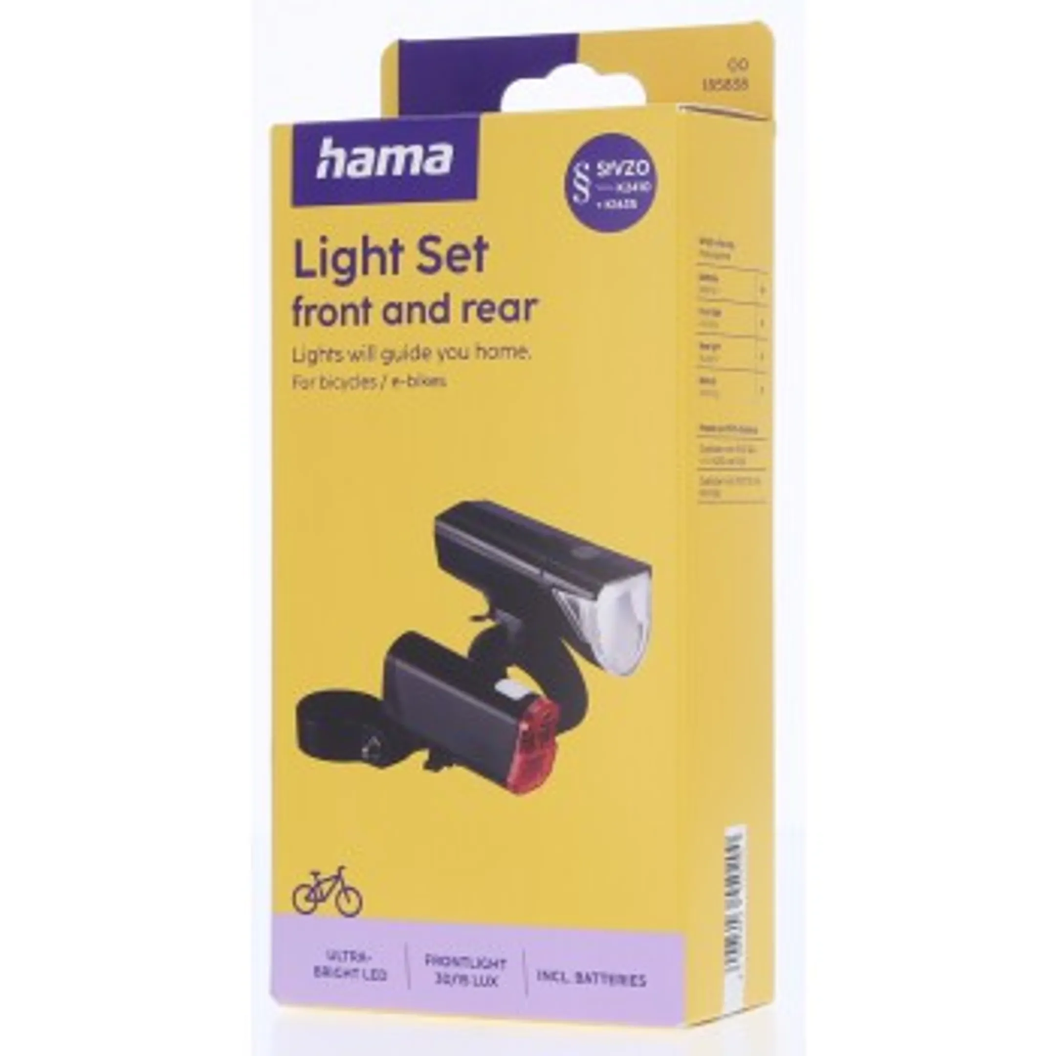 Kit d'éclairage pour vélo - Feux avant et arrière, LED, batterie, piles