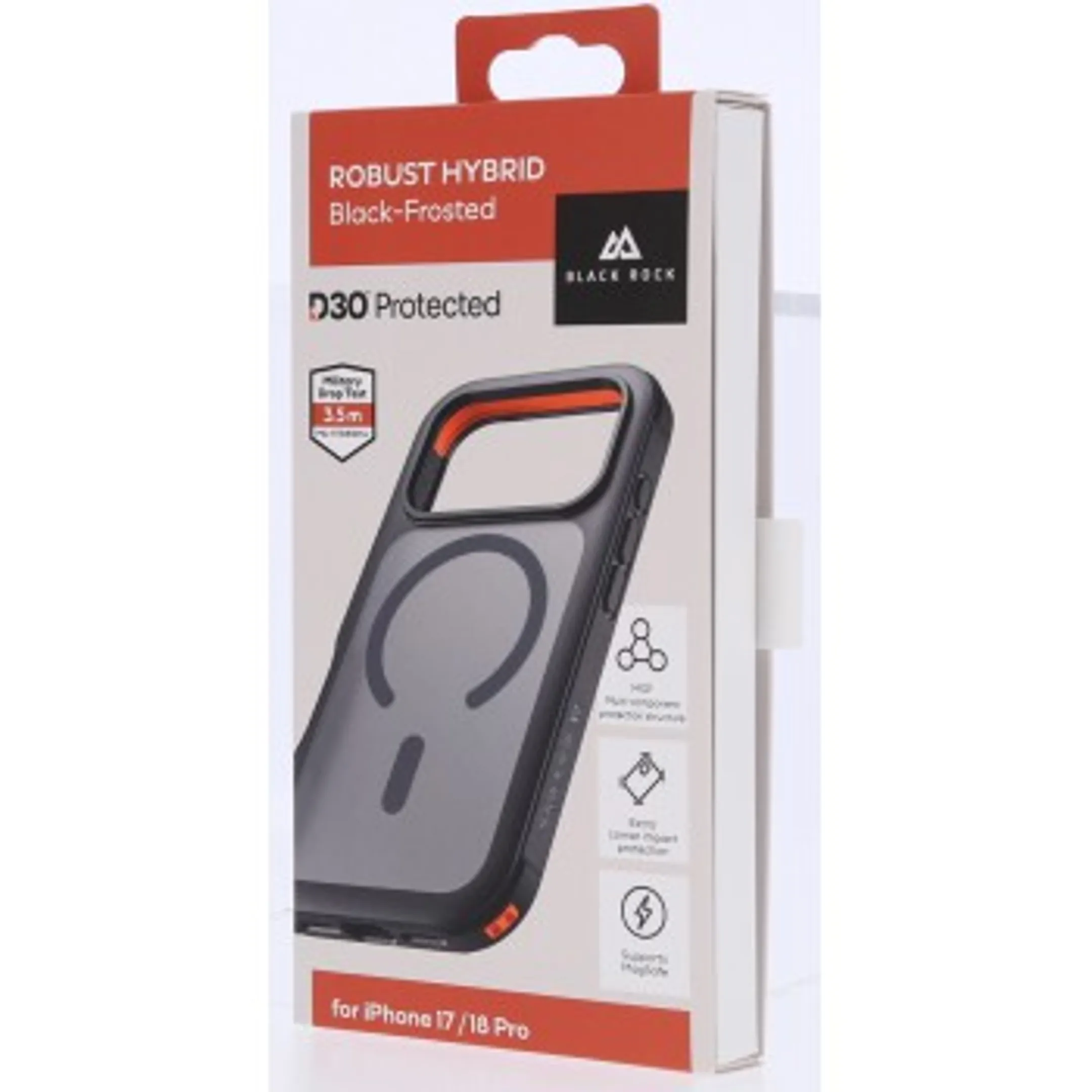 Telefoonhoesje "Robust Hybrid" voor Apple iPhone 17 Pro/18 Pro, Magnetisch Zwart