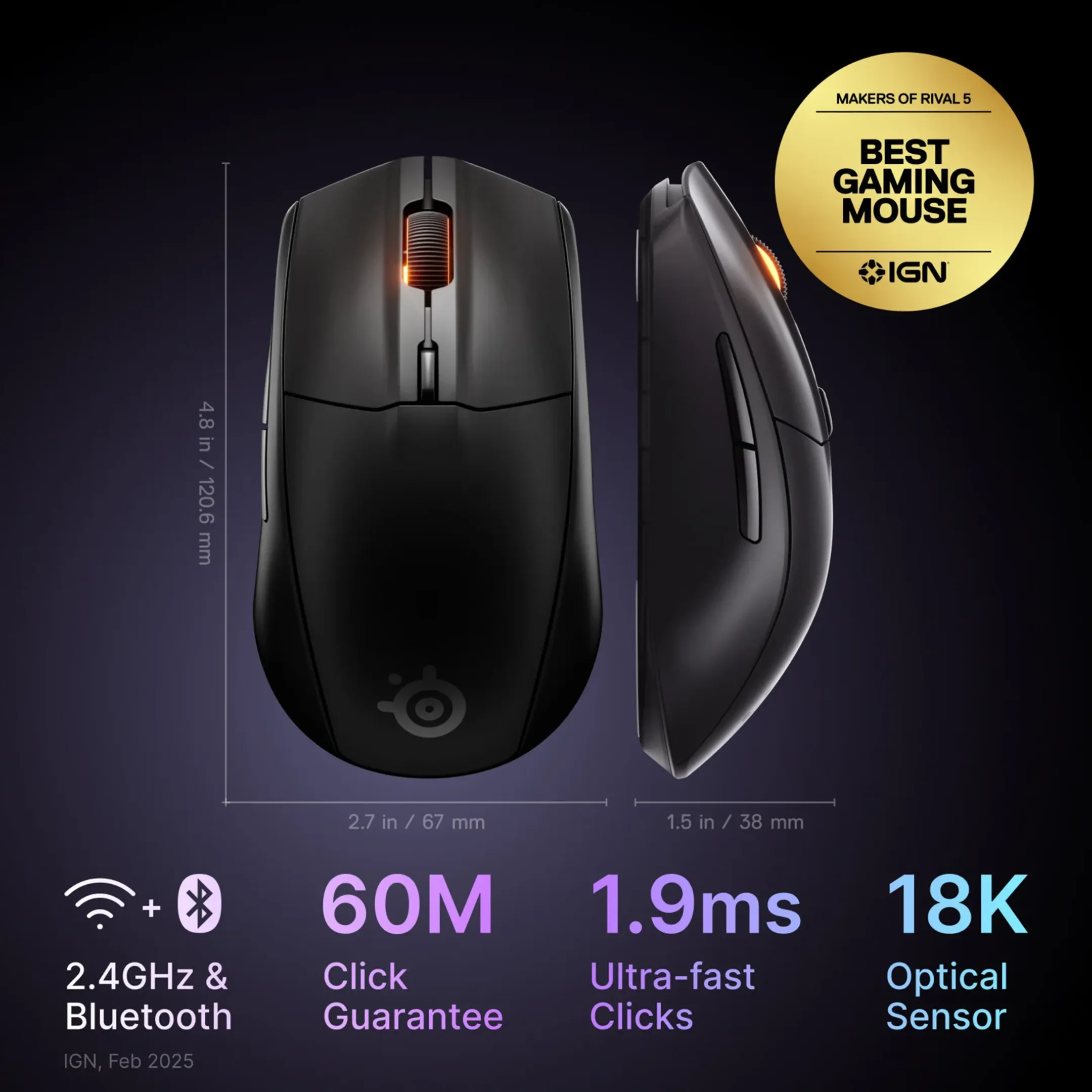 Rival 3 Wireless Gen 2 gaming muis