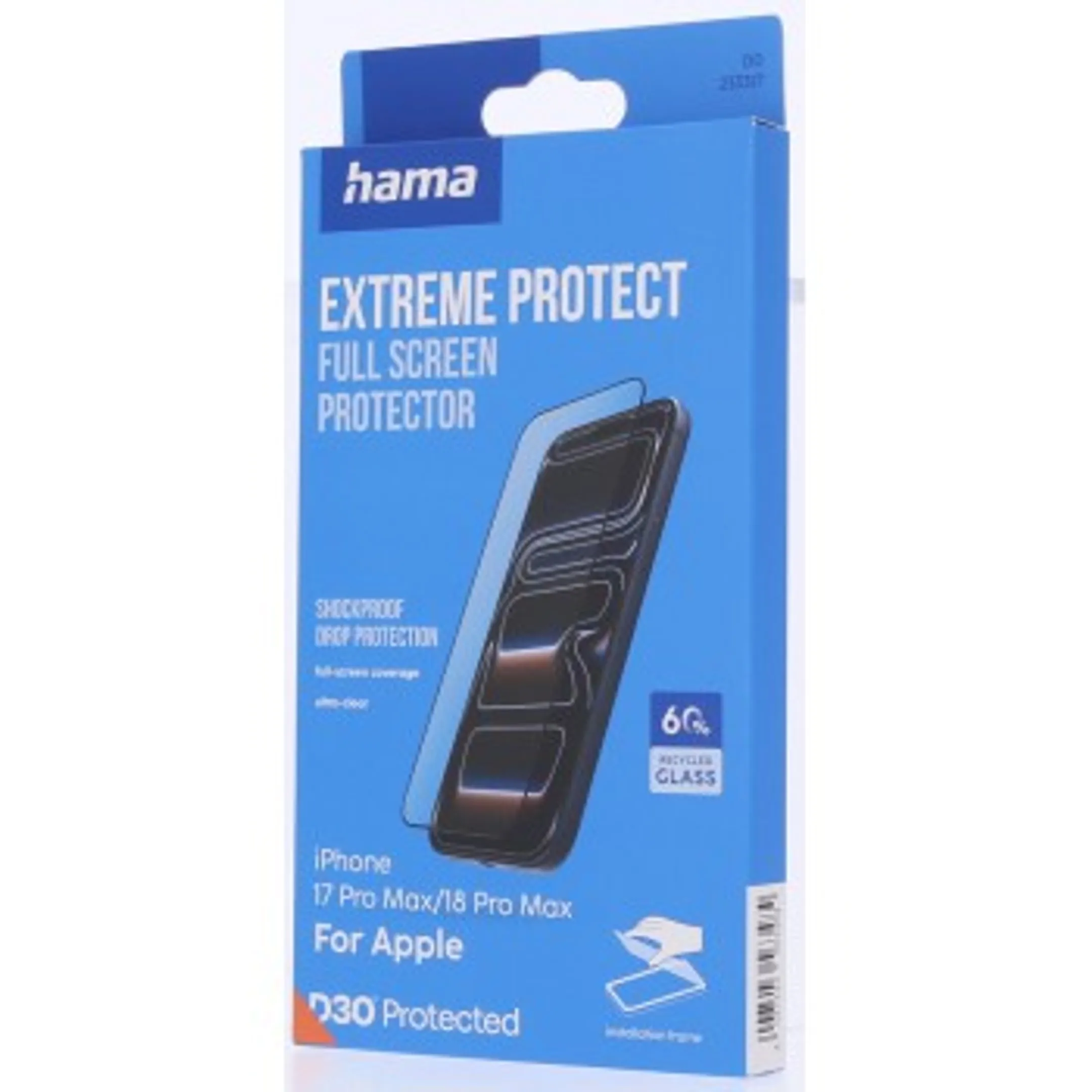 Film de protection pour écran « Extreme Protect » pour iPhone 17 Pro Max/18 Pro Max, guide d'installation