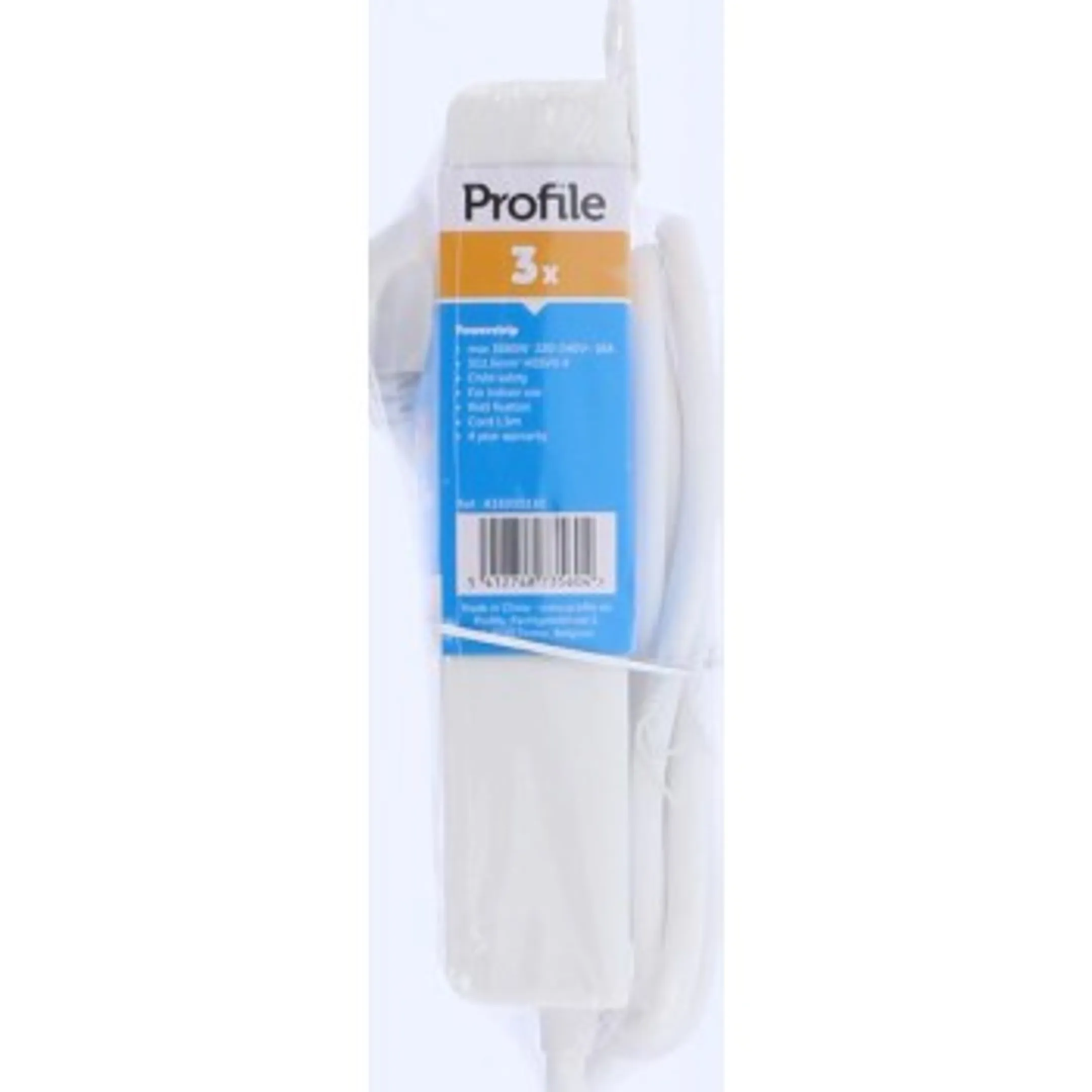 Multiprise à 3 prises, 1,5 mètre - Blanc