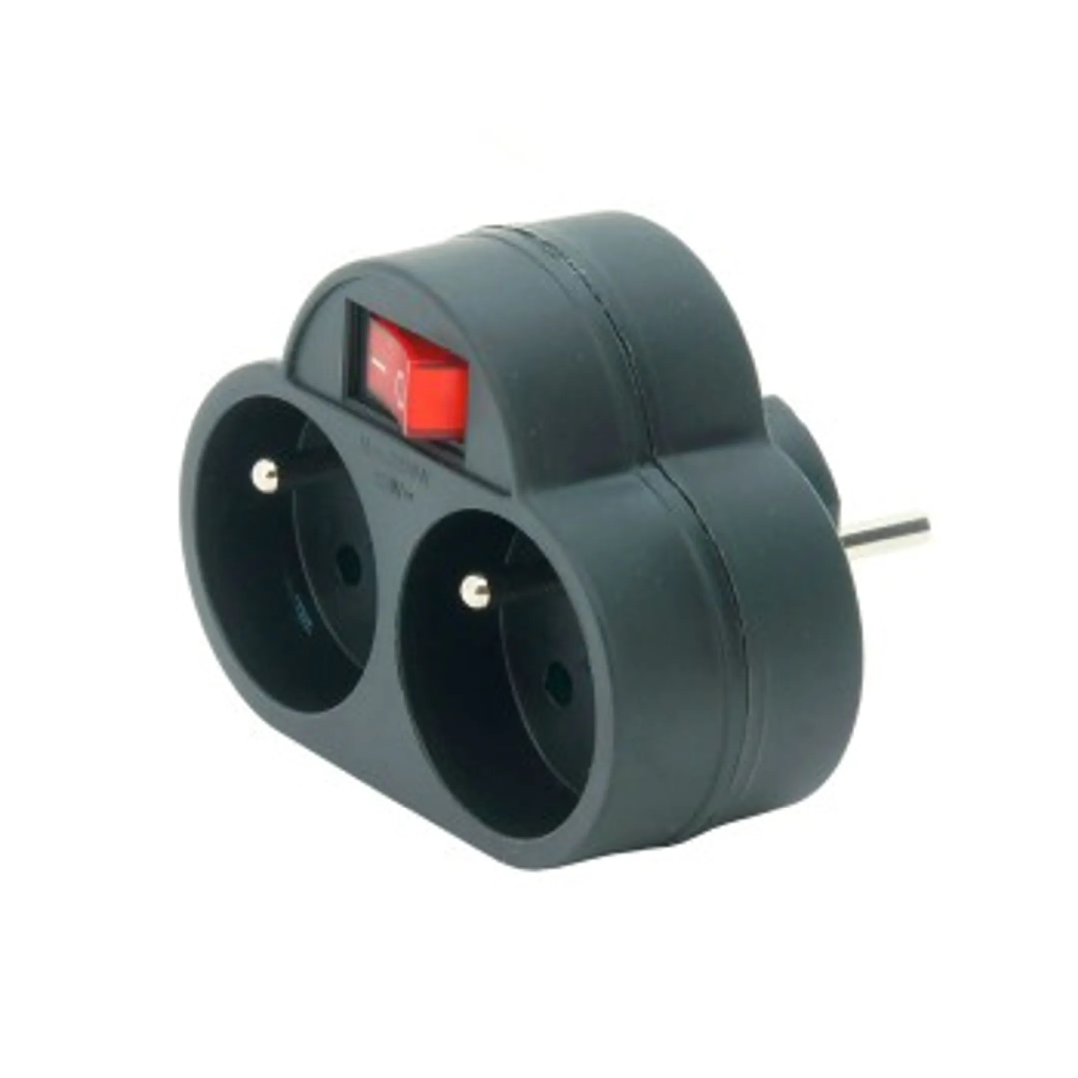 Multiprise double 2 x 16 A+ avec interrupteur - Noir