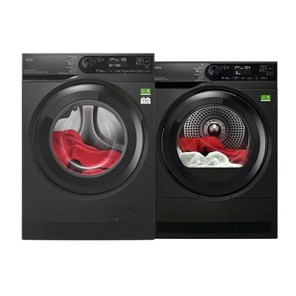 AEG Bundel - Wasmachine LR86DSU94C PowerCare UniversalDose 9 kg + Droogkast TR89DSB6C