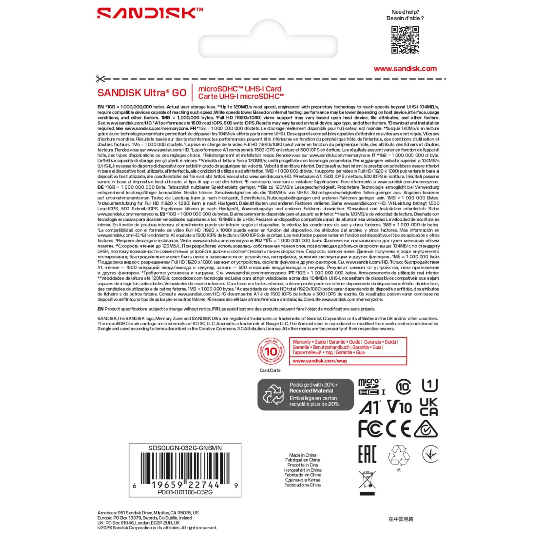 MicroSDHC Ultra GO 32GB