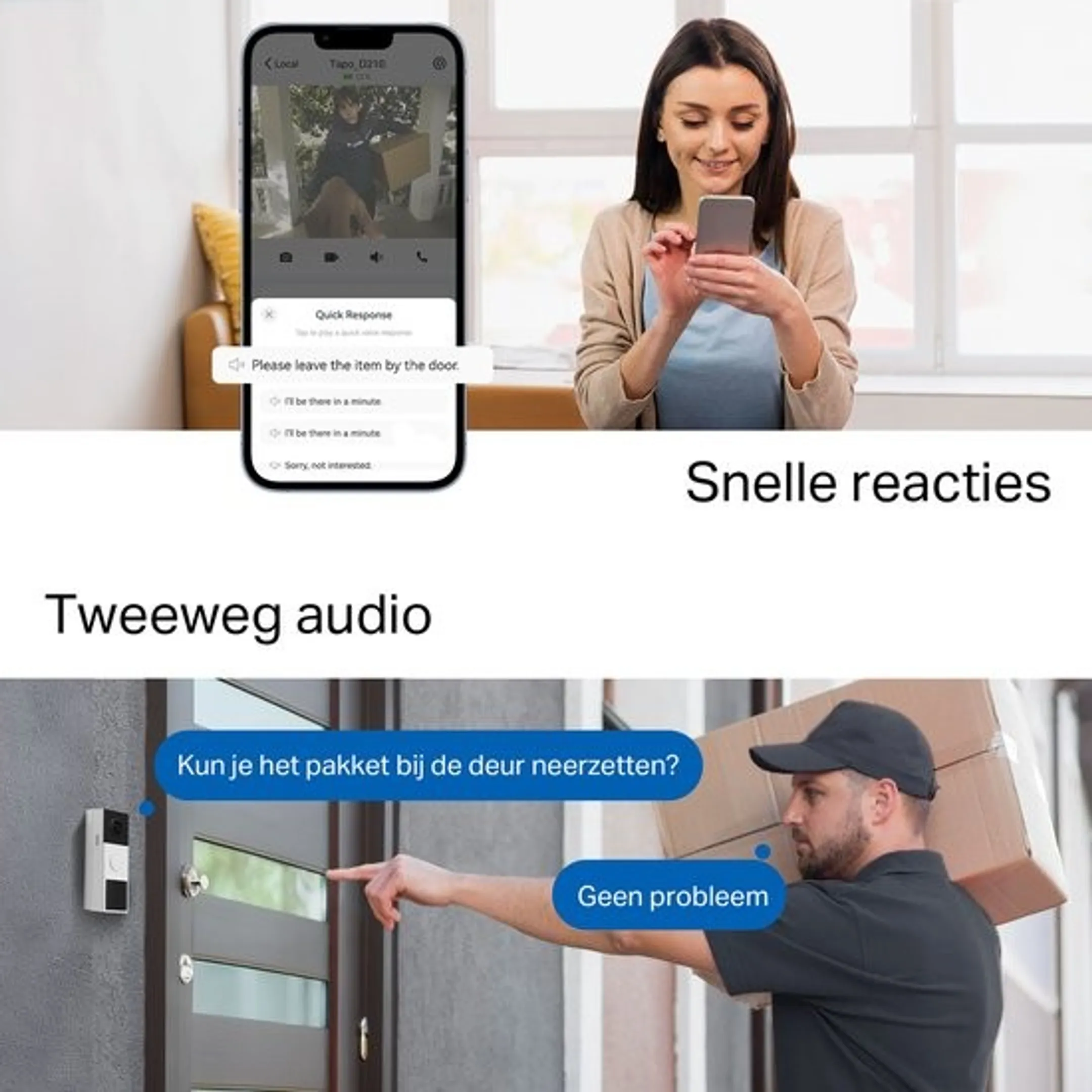 D210 Draadloze video deurbel op batterij - Inclusief chime/gong 