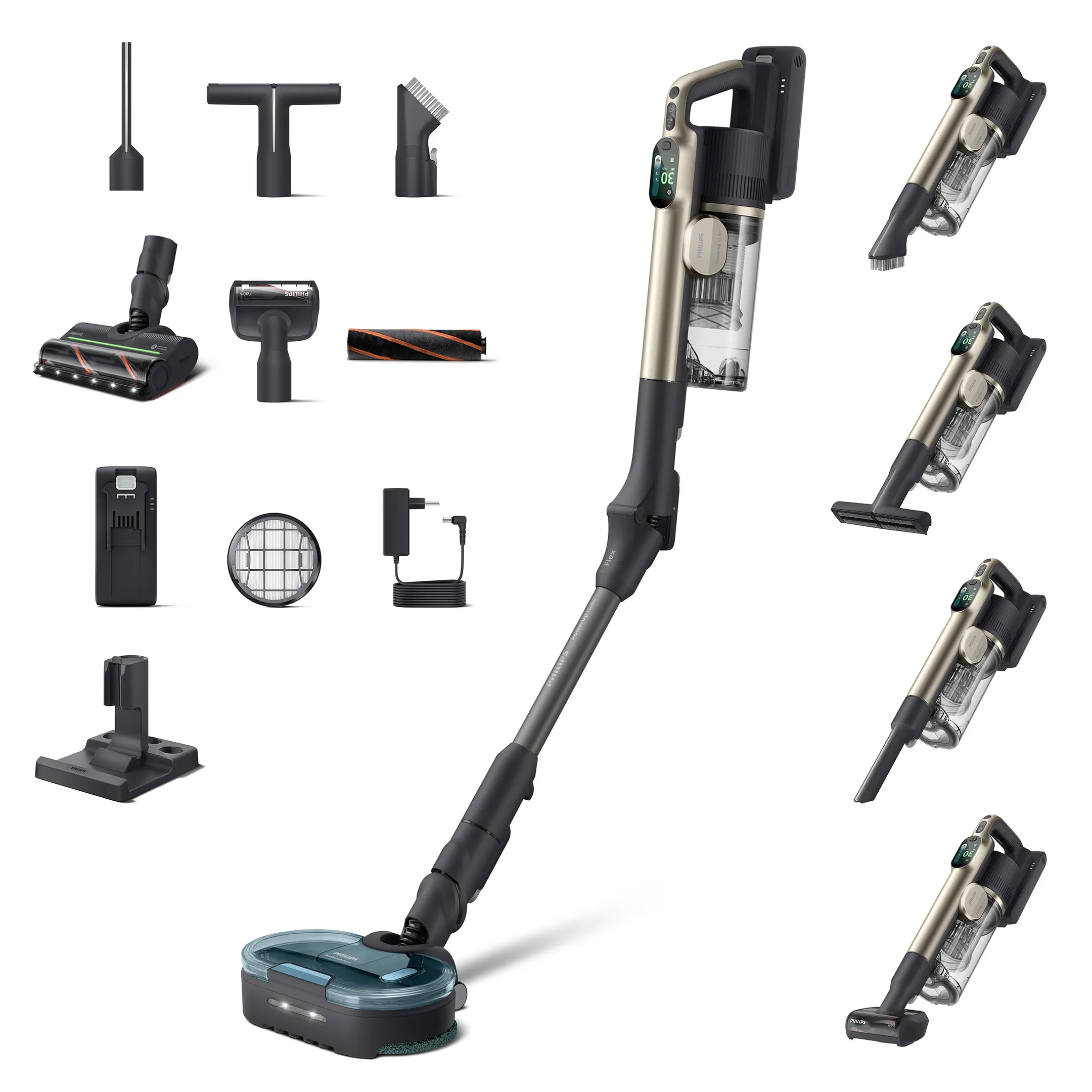 Aspirateur balai PowerUp IQ 80 Aqua+ Complete XC8384/10